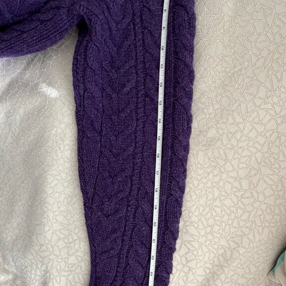 Polo Ralph Lauren Wool/Angora Shawl Collar Cable Knit Pullover Sweater  - Purple - Picture 11 of 12